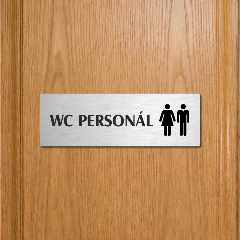 WC personál společné, 200x66mm, zlatá popiska s okrasným rámečkem  
